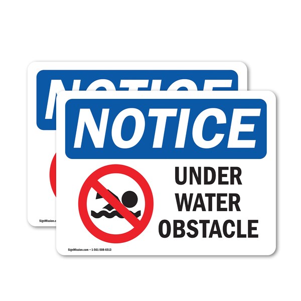 Signmission Under Water Obstacle Sign With Symbol, 14 in W x Rectangle, Vinyl Decal OS-2PACK-NS-D-1014-L-18760 - main